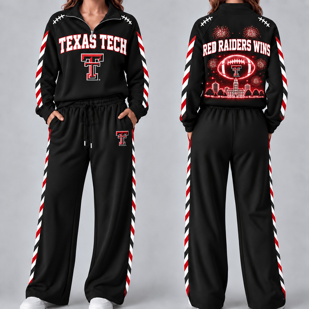 Texas Tech Red Raiders Merch Half Zip Sweatshirt And Sweatpants Set Red Raiders NCAA Wear 1 - Unicasport Texas Tech Red Raiders Merch Half Zip Sweatshirt And Sweatpants Set Red Raiders NCAA Wear