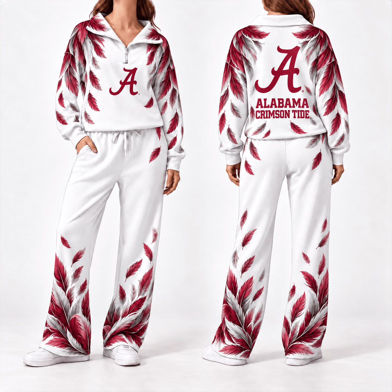 Alabama Crimson Tide Merch Half Zip Sweatshirt And Sweatpants Set Alabama Pride Gear