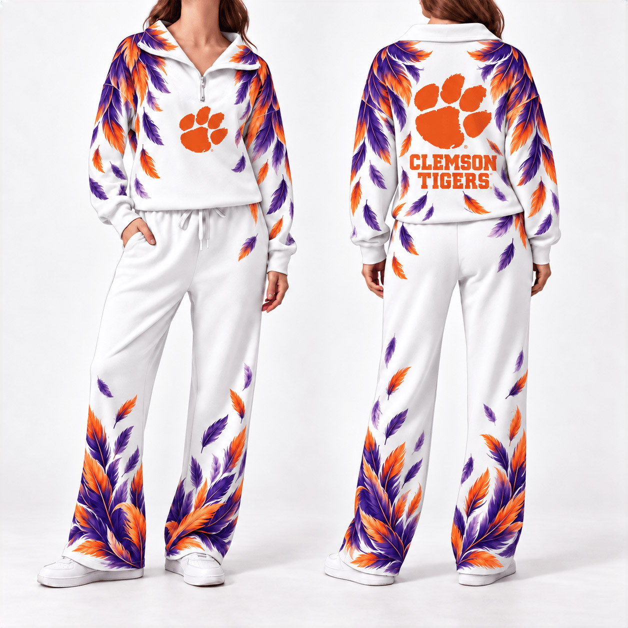 Clemson Tigers Merch Half Zip Sweatshirt And Sweatpants Set Clemson Pride Clothes 1 - Unicasport Clemson Tigers Merch Half Zip Sweatshirt And Sweatpants Set Clemson Pride Clothes