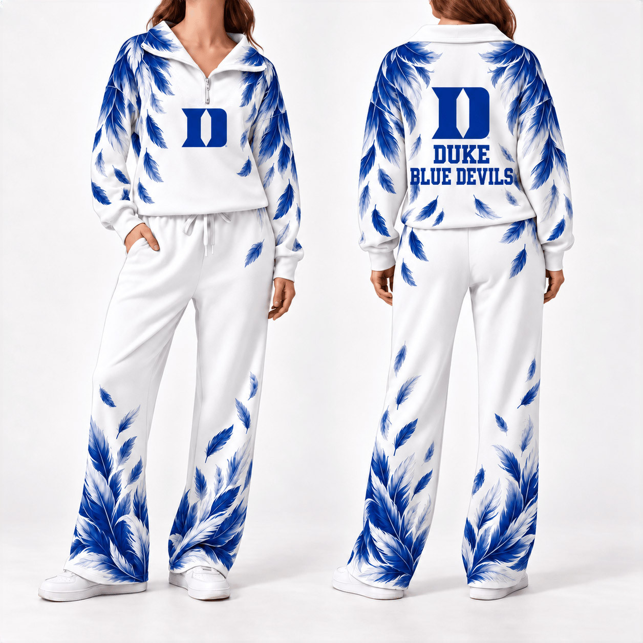 Duke Blue Devils Merch Half Zip Sweatshirt And Sweatpants Set Duke Game Attire Gifts 1 - Unicasport Duke Blue Devils Merch Half Zip Sweatshirt And Sweatpants Set Duke Game Attire Gifts