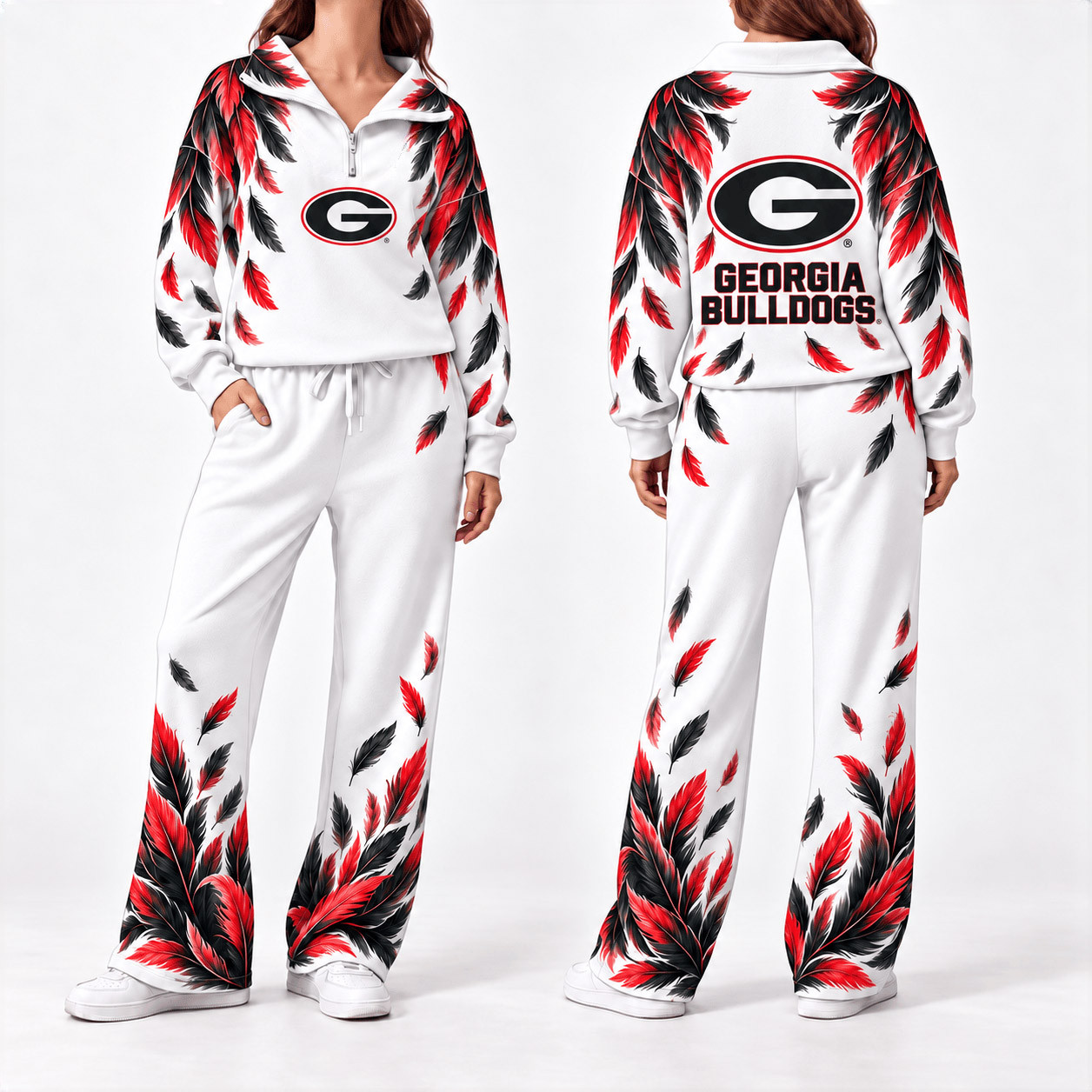 Georgia Bulldogs Merch Half Zip Sweatshirt And Sweatpants Set Bulldogs Game Clothing 1 - Unicasport Georgia Bulldogs Merch Half Zip Sweatshirt And Sweatpants Set Bulldogs Game Clothing