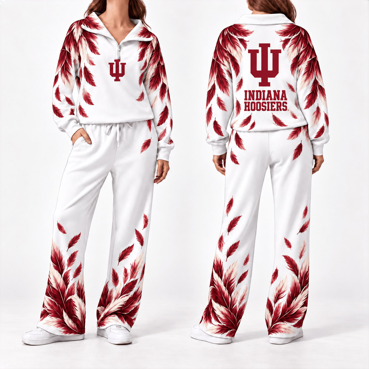 Indiana Hoosiers Merch Half Zip Sweatshirt And Sweatpants Set Hoosiers Game Apparel 1 - Unicasport Indiana Hoosiers Merch Half Zip Sweatshirt And Sweatpants Set Hoosiers Game Apparel