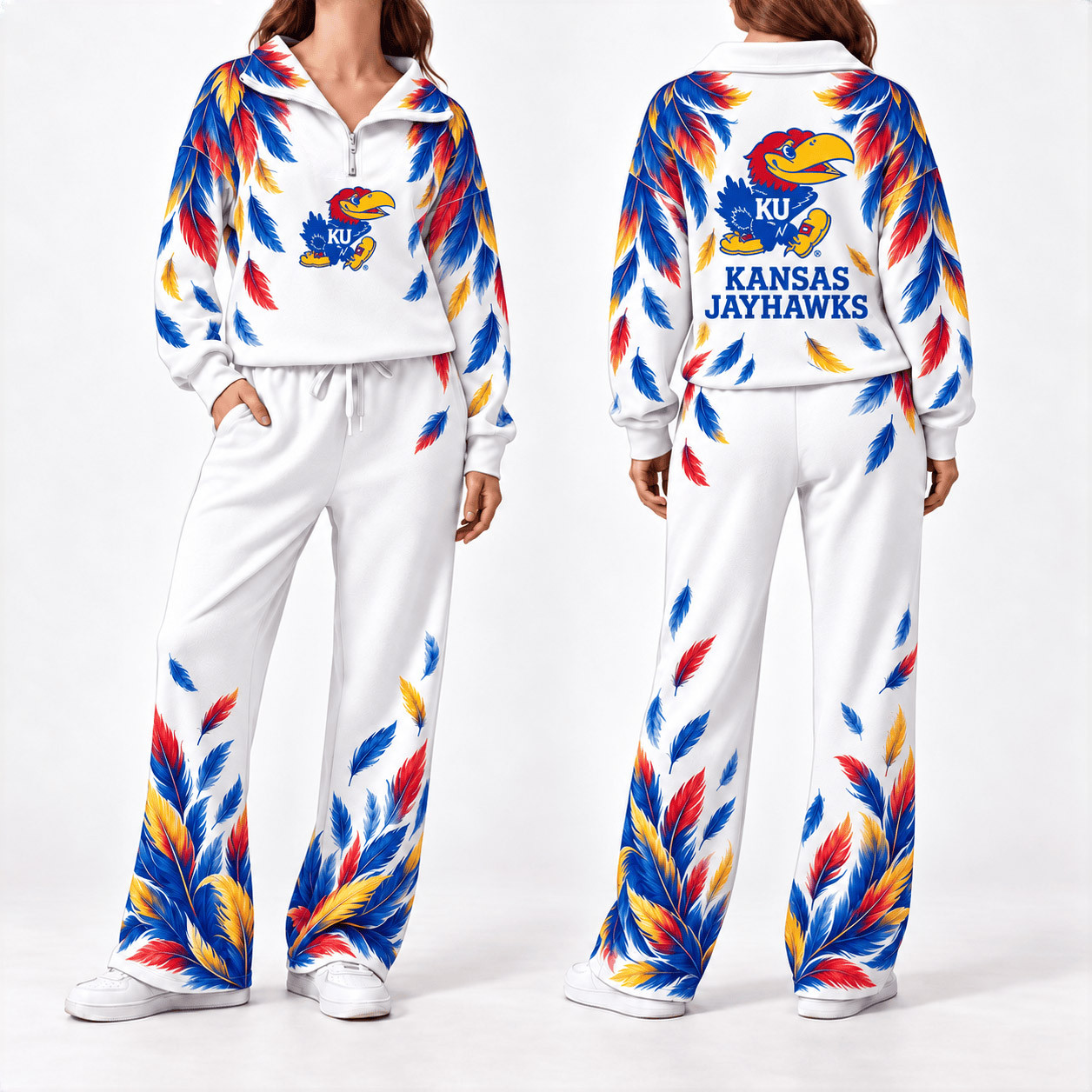 Kansas Jayhawks Merch Half Zip Sweatshirt And Sweatpants Set Jayhawks Game Gear Gifts 1 - Unicasport Kansas Jayhawks Merch Half Zip Sweatshirt And Sweatpants Set Jayhawks Game Gear Gifts