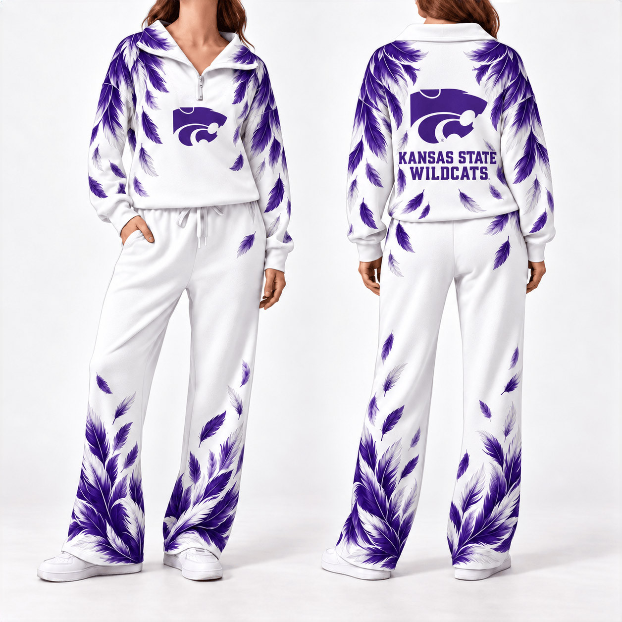 Kansas State Wildcats Merch Half Zip Sweatshirt And Sweatpants Set Wildcats Game Gear 1 - Unicasport Kansas State Wildcats Merch Half Zip Sweatshirt And Sweatpants Set Wildcats Game Gear
