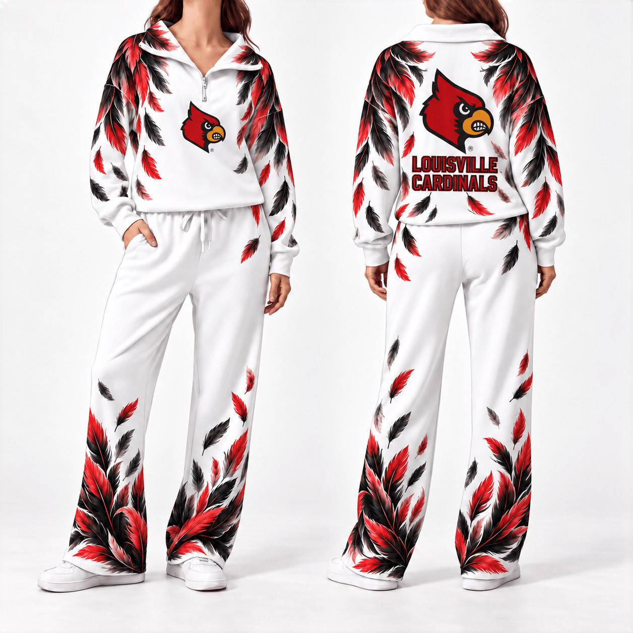 Louisville Cardinals Merch Half Zip Sweatshirt And Sweatpants Set Cardinals Game Outfits 1 - Unicasport Louisville Cardinals Merch Half Zip Sweatshirt And Sweatpants Set Cardinals Game Outfits