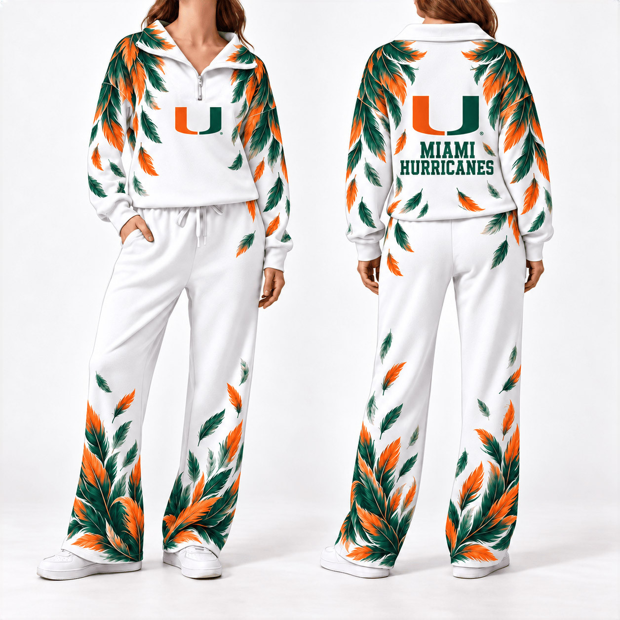 Miami Hurricanes Merch Half Zip Sweatshirt And Sweatpants Set Miami Game Attire 1 - Unicasport Miami Hurricanes Merch Half Zip Sweatshirt And Sweatpants Set Miami Game Attire