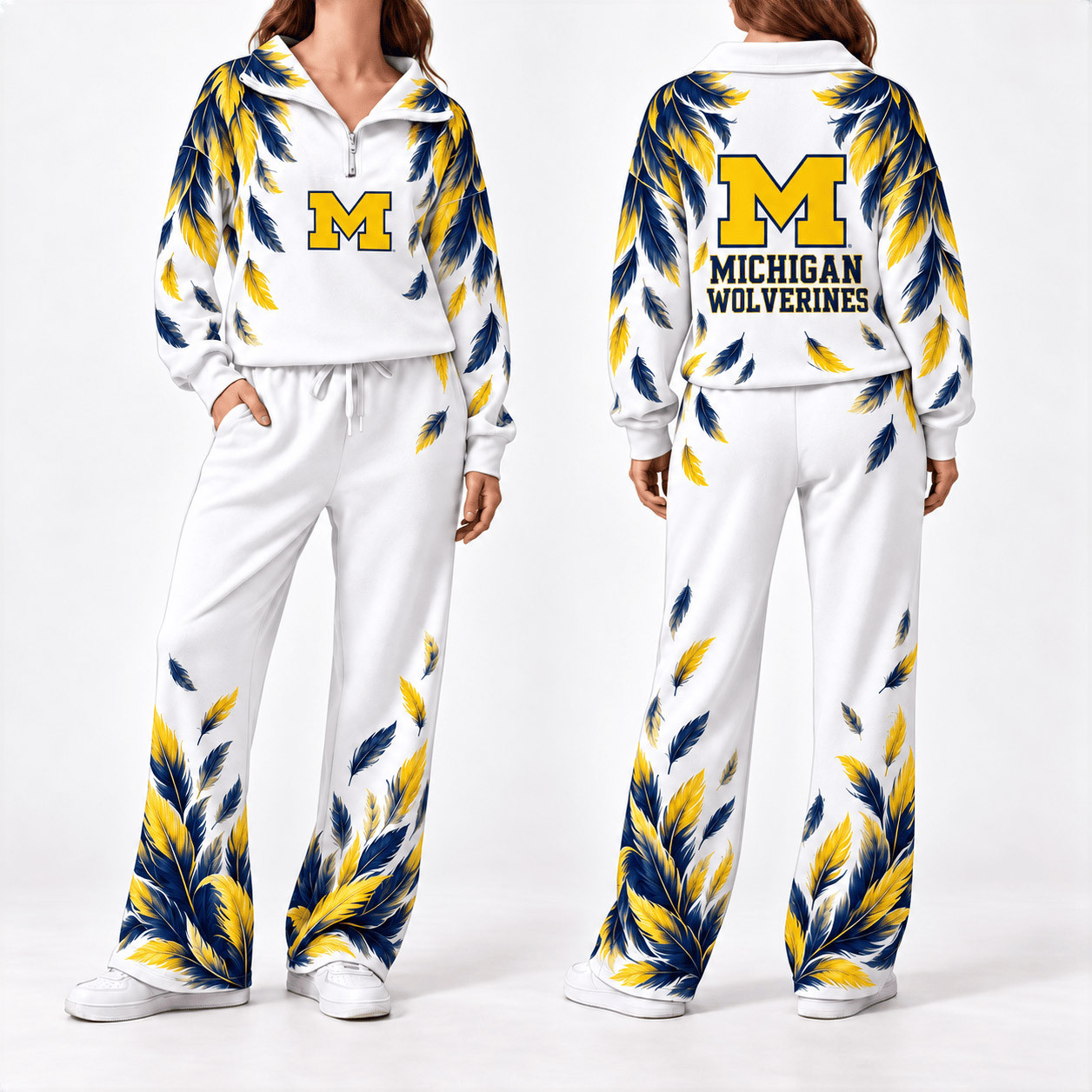 Michigan Wolverines Merch Half Zip Sweatshirt And Sweatpants Set Wolverines Clothing 1 - Unicasport Michigan Wolverines Merch Half Zip Sweatshirt And Sweatpants Set Wolverines Clothing