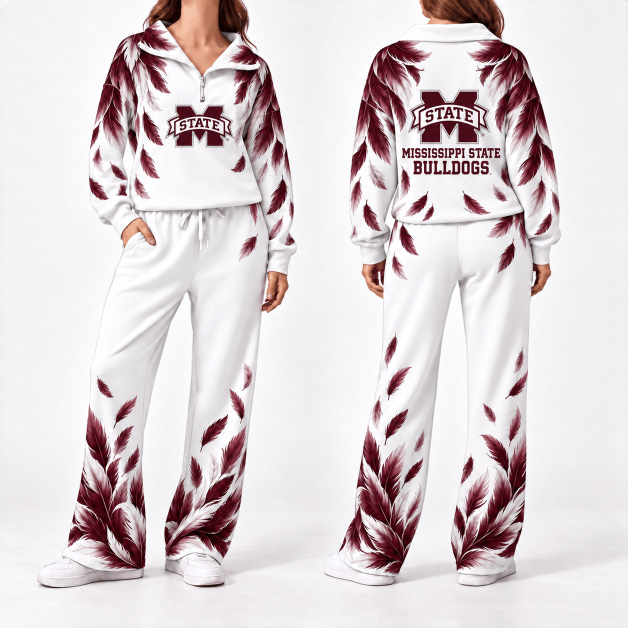 Mississippi State Bulldogs Merch Half Zip Sweatshirt And Sweatpants Set Bulldogs Apparel 1 - Unicasport Mississippi State Bulldogs Merch Half Zip Sweatshirt And Sweatpants Set Bulldogs Apparel