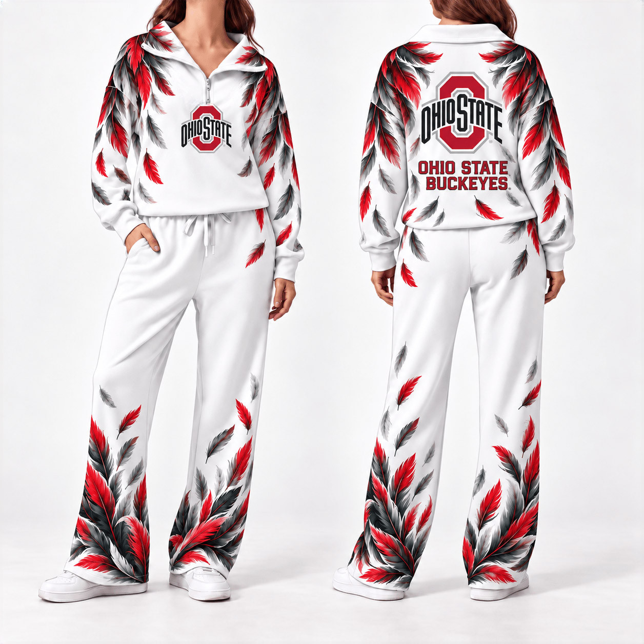 Ohio State Buckeyes Merch Half Zip Sweatshirt And Sweatpants Set Buckeyes Fan Outfits 1 - Unicasport Ohio State Buckeyes Merch Half Zip Sweatshirt And Sweatpants Set Buckeyes Fan Outfits