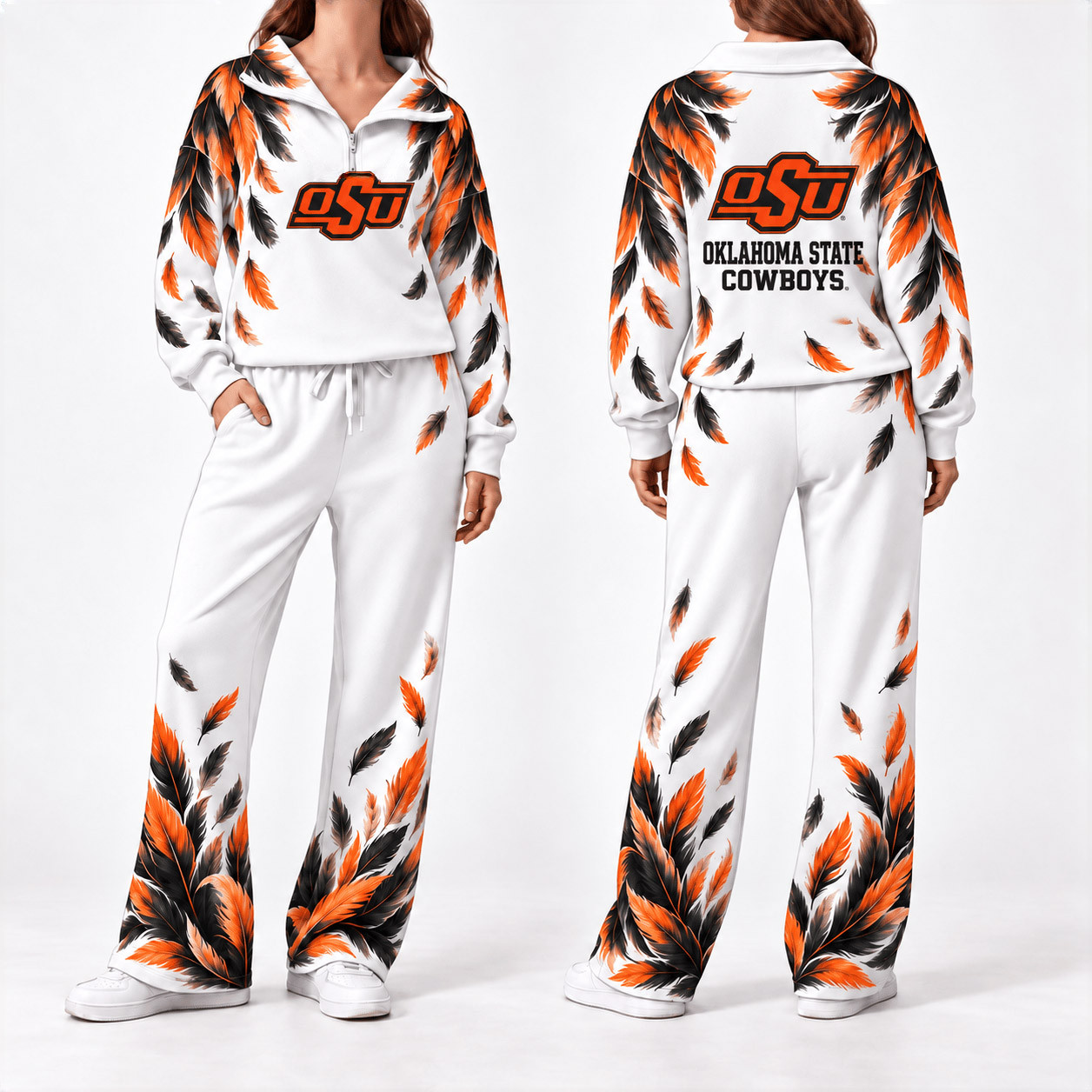 Oklahoma State Cowboys Merch Half Zip Sweatshirt And Sweatpants Set Cowboys Fan Wear 1 - Unicasport Oklahoma State Cowboys Merch Half Zip Sweatshirt And Sweatpants Set Cowboys Fan Wear