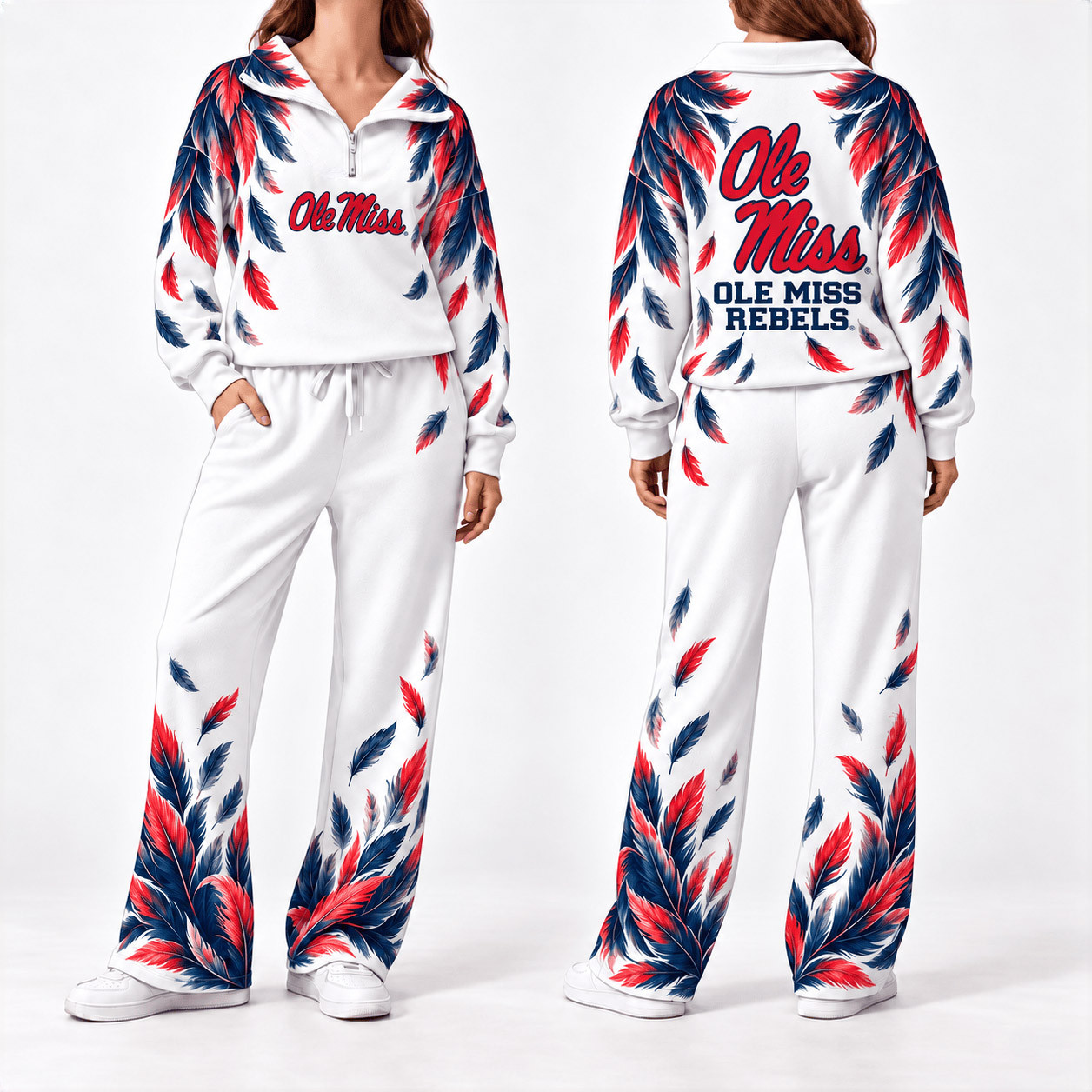 Ole Miss Rebels Merch Half Zip Sweatshirt And Sweatpants Set Rebels Gameday Attire 1 - Unicasport Ole Miss Rebels Merch Half Zip Sweatshirt And Sweatpants Set Rebels Gameday Attire