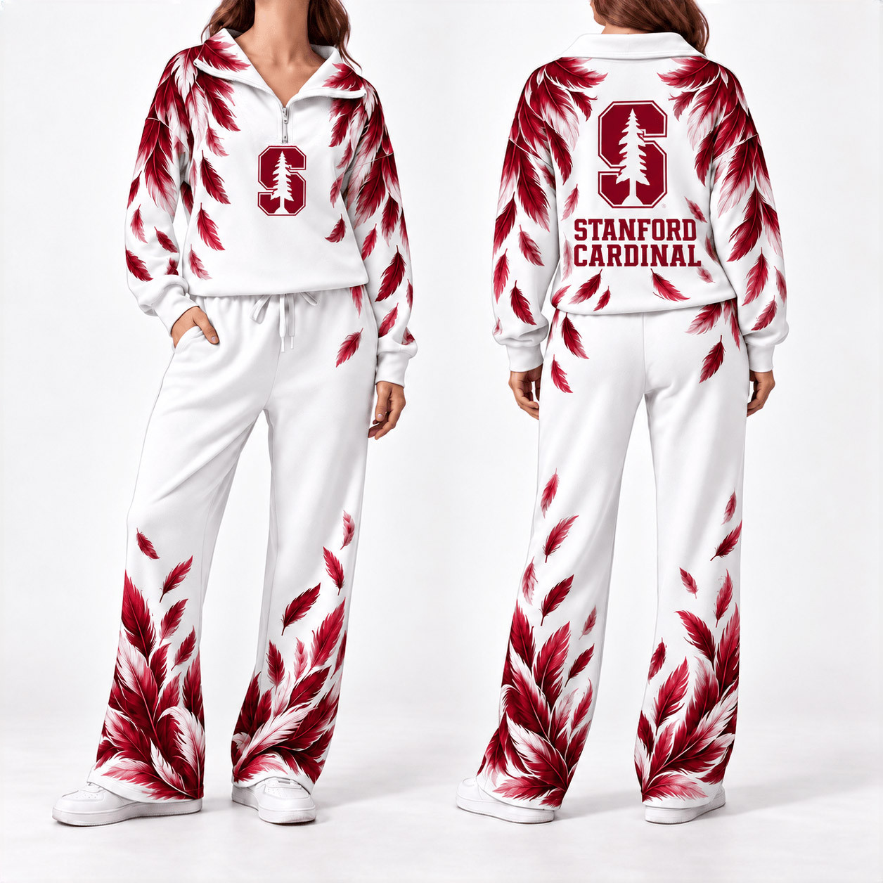 Stanford Cardinal Merch Half Zip Sweatshirt And Sweatpants Set Cardinal Football Gear 1 - Unicasport Stanford Cardinal Merch Half Zip Sweatshirt And Sweatpants Set Cardinal Football Gear
