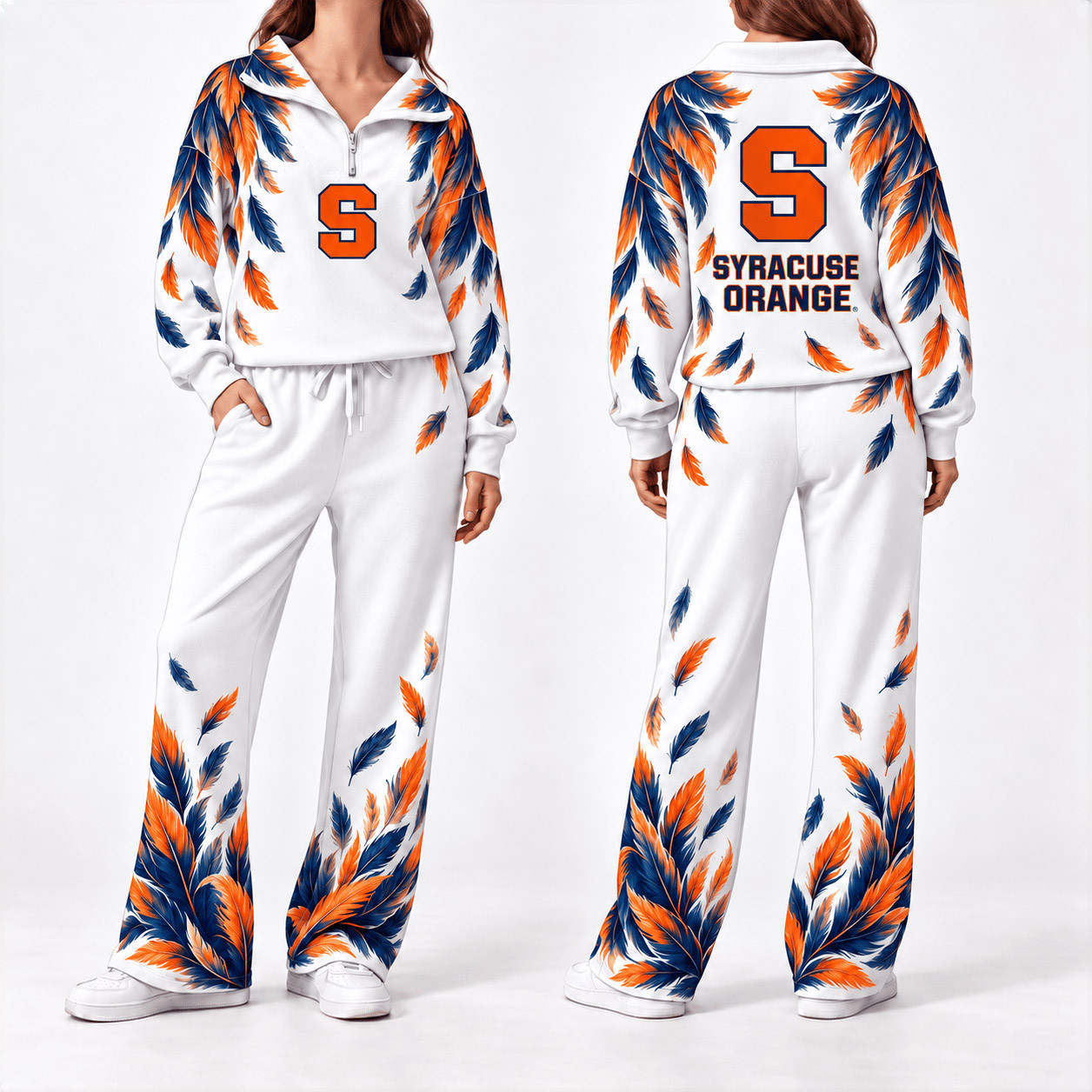 Syracuse Orange Merch Half Zip Sweatshirt And Sweatpants Set Orange Football Outfits 1 - Unicasport Syracuse Orange Merch Half Zip Sweatshirt And Sweatpants Set Orange Football Outfits