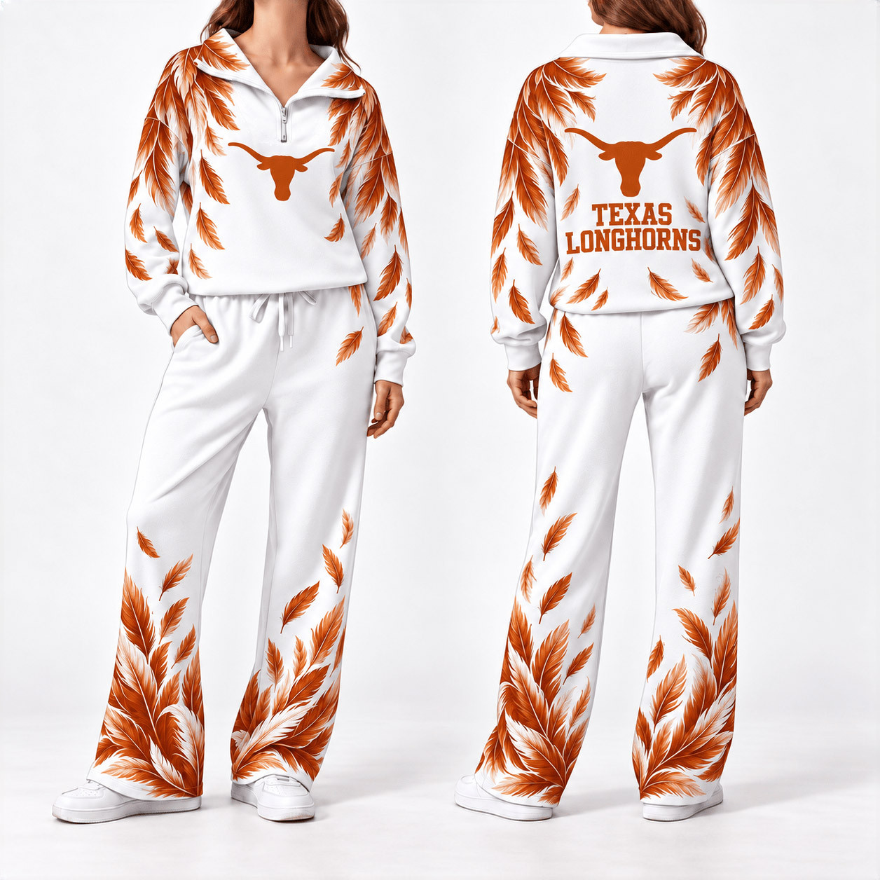 Texas Longhorns Merch Half Zip Sweatshirt And Sweatpants Set Longhorns NCAA Clothing 1 - Unicasport Texas Longhorns Merch Half Zip Sweatshirt And Sweatpants Set Longhorns NCAA Clothing