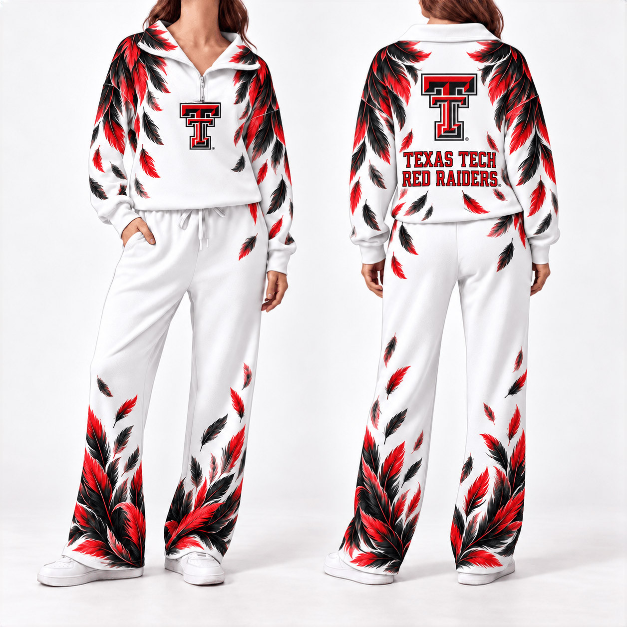 Texas Tech Red Raiders Merch Half Zip Sweatshirt And Sweatpants Set Red Raiders NCAA Gear 1 - Unicasport Texas Tech Red Raiders Merch Half Zip Sweatshirt And Sweatpants Set Red Raiders NCAA Gear