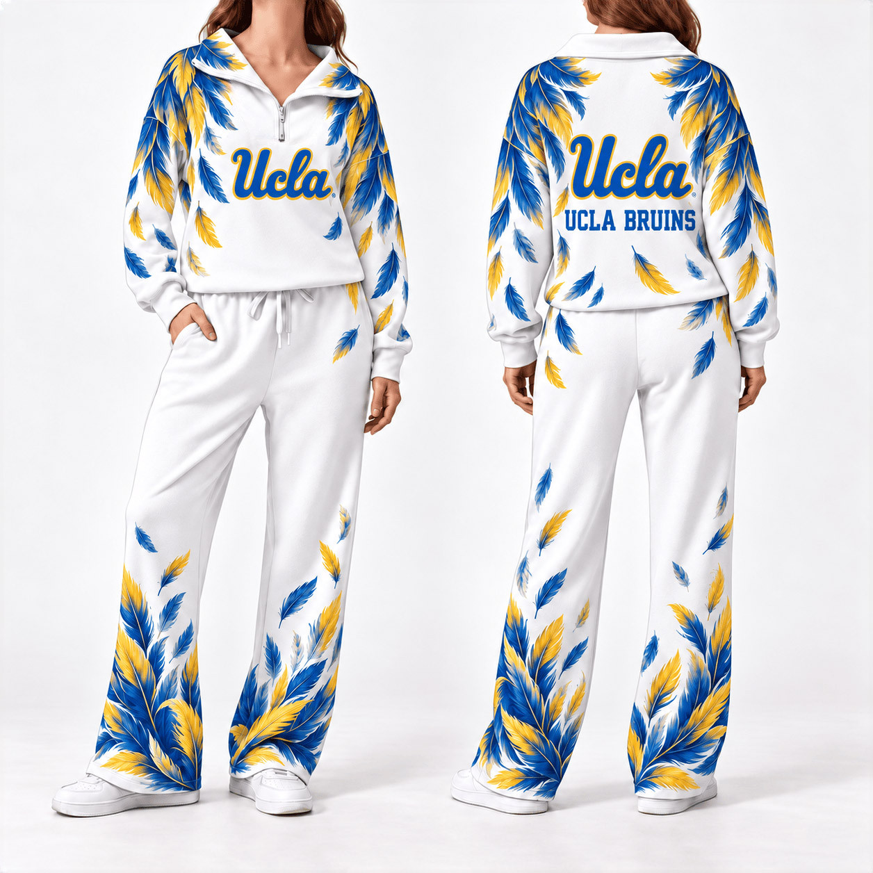 UCLA Bruins Merch Half Zip Sweatshirt And Sweatpants Set Bruins NCAA Apparel Gifts