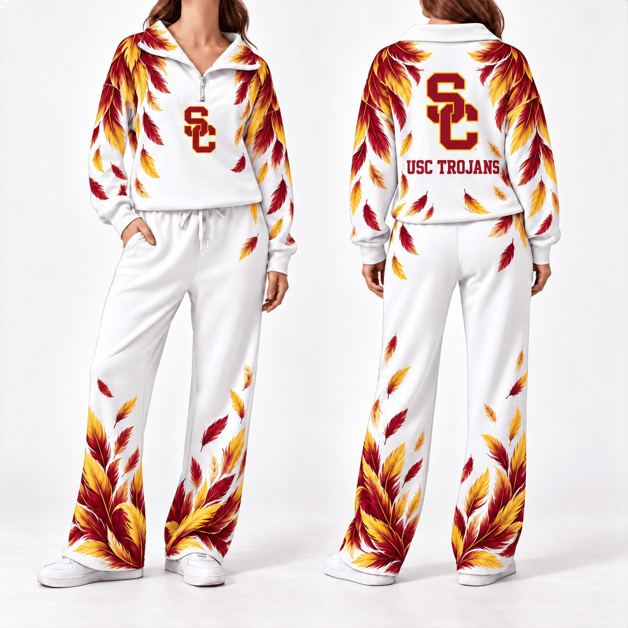 USC Trojans Merch Half Zip Sweatshirt And Sweatpants Set Trojans NCAA Apparel Gifts 1 - Unicasport USC Trojans Merch Half Zip Sweatshirt And Sweatpants Set Trojans NCAA Apparel Gifts
