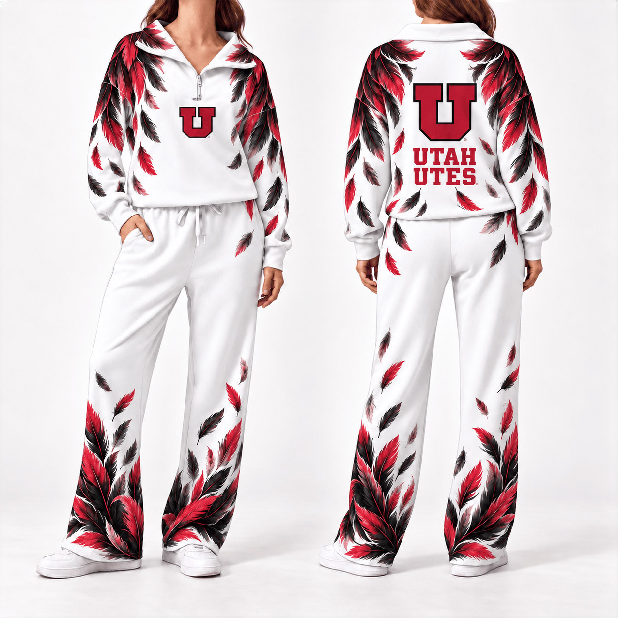 Utah Utes Merch Half Zip Sweatshirt And Sweatpants Set Utes NCAA Gear Sport Gifts 1 - Unicasport Utah Utes Merch Half Zip Sweatshirt And Sweatpants Set Utes NCAA Gear Sport Gifts