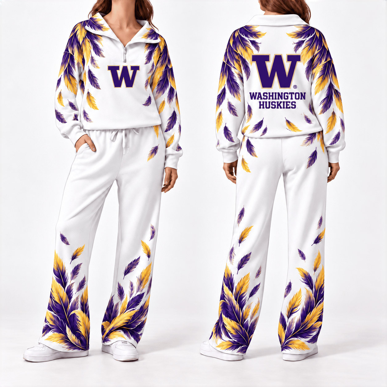 Washington Huskies Merch Half Zip Sweatshirt And Sweatpants Set Huskies NCAA Clothes 1 - Unicasport Washington Huskies Merch Half Zip Sweatshirt And Sweatpants Set Huskies NCAA Clothes