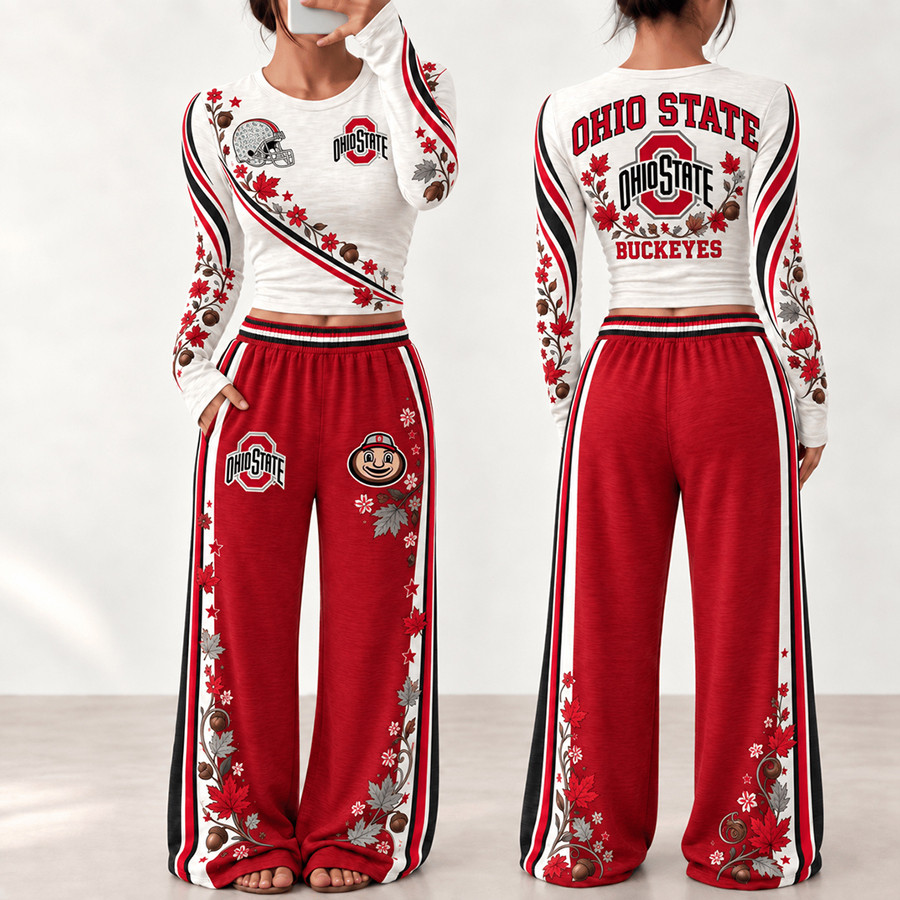 Ohio State Buckeyes Fall Season Long Sleeve Shirt And Pants Set Buckeyes Pride Wear 1 - Unicasport Ohio State Buckeyes Fall Season Long Sleeve Shirt And Pants Set Buckeyes Pride Wear