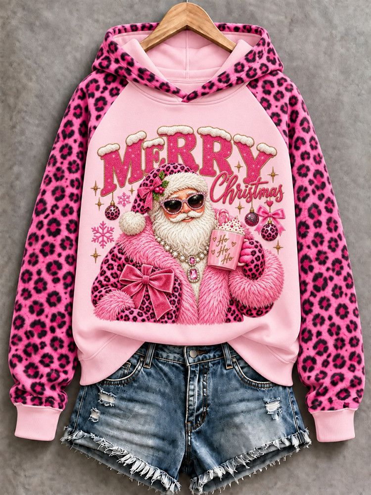 Merry Christmas Santa Sunglasses Hoodie Breast Cancer Awareness Apparel Survivor Gift