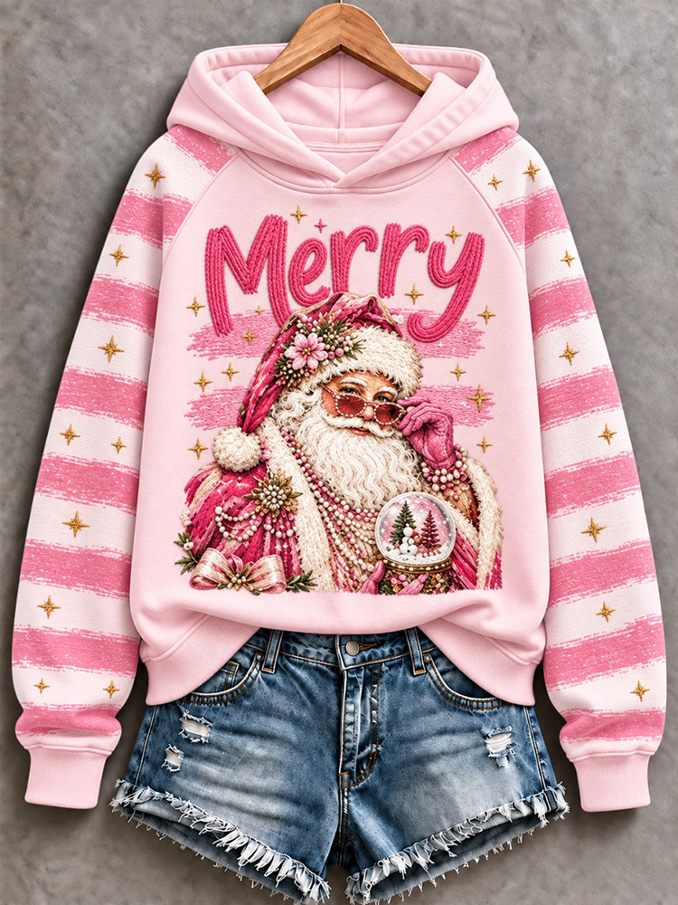 Merry Santa Breast Cancer Hoodie Christmas Awareness Clothing Gift For Warrior Women 1 - Unicasport Merry Santa Breast Cancer Hoodie Christmas Awareness Clothing Gift For Warrior Women