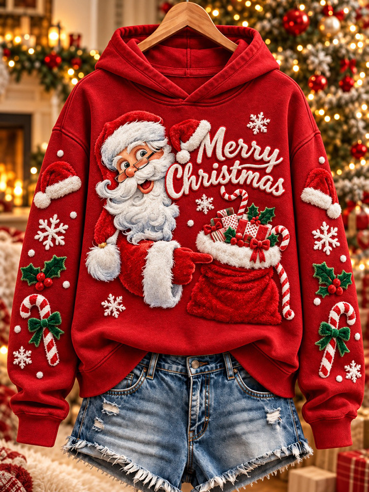 Merry Christmas Santa Hoodie Santa Claus Holiday Apparel Christmas Gift For Mom