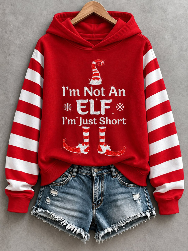 Not An Elf Just Short Hoodie Funny Christmas Elf Clothing Petite Gift For Women 1 - Unicasport Not An Elf Just Short Hoodie Funny Christmas Elf Clothing Petite Gift For Women