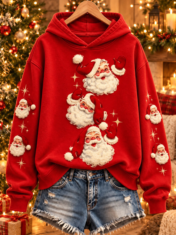Retro Santa Faces Hoodie Vintage Santa Claus Christmas Clothing Gift For Her 1 - Unicasport Retro Santa Faces Hoodie Vintage Santa Claus Christmas Clothing Gift For Her