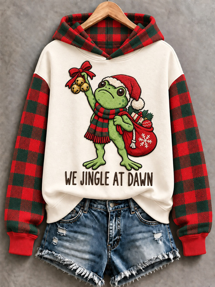 We Jingle At Dawn Frog Hoodie Funny Frog Christmas Clothing Gift For Her 1 - Unicasport We Jingle At Dawn Frog Hoodie Funny Frog Christmas Clothing Gift For Her