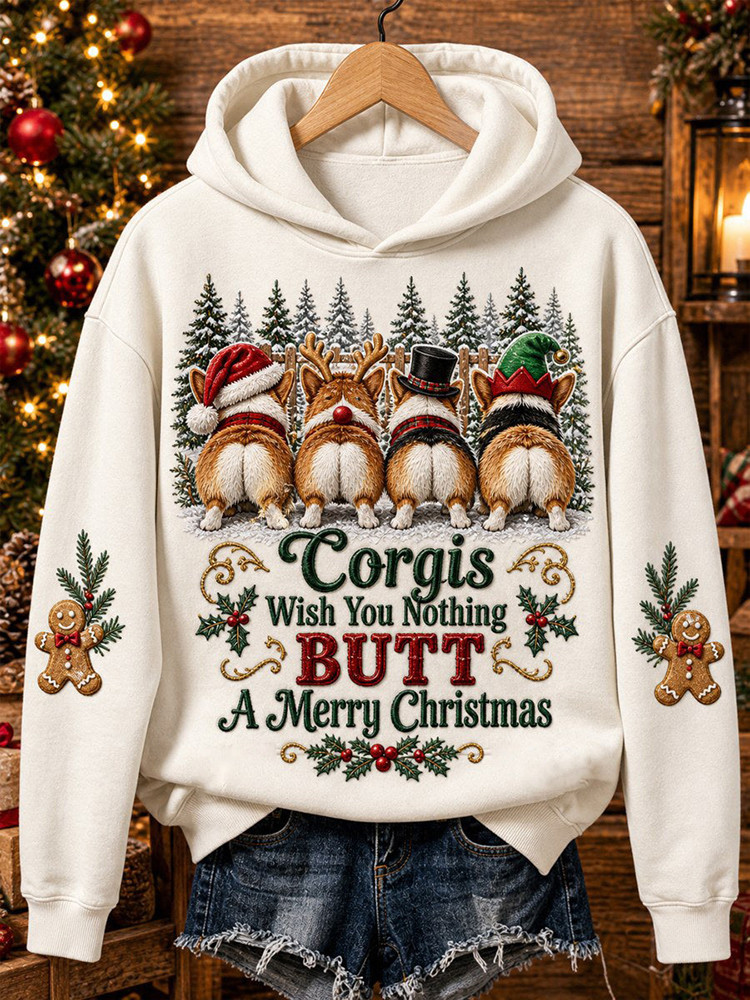 Corgis Wish You Nothing Butt A Merry Christmas Hoodie Funny Corgi Clothing Dog Mom Gift 1 - Unicasport Corgis Wish You Nothing Butt A Merry Christmas Hoodie Funny Corgi Clothing Dog Mom Gift