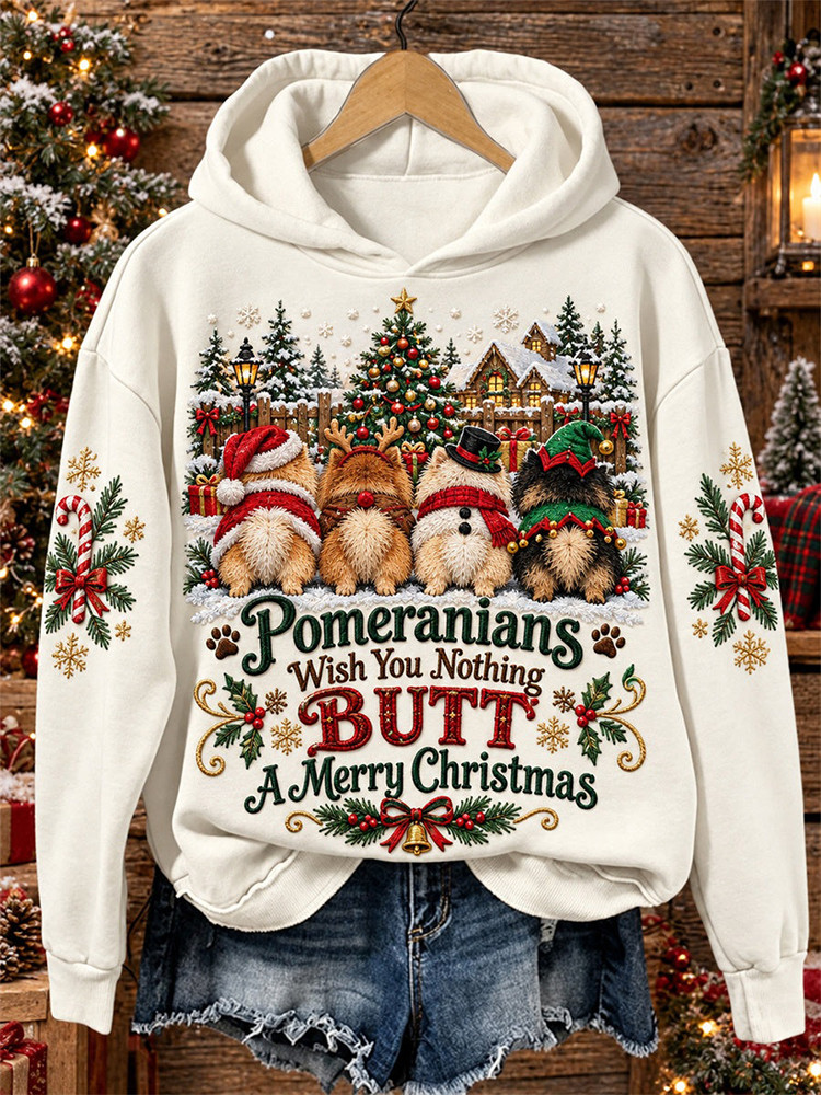 Pomeranians Wish You Nothing Butt A Merry Christmas Hoodie Pomeranian Clothes Dog Mom Gift 1 - Unicasport Pomeranians Wish You Nothing Butt A Merry Christmas Hoodie Pomeranian Clothes Dog Mom Gift