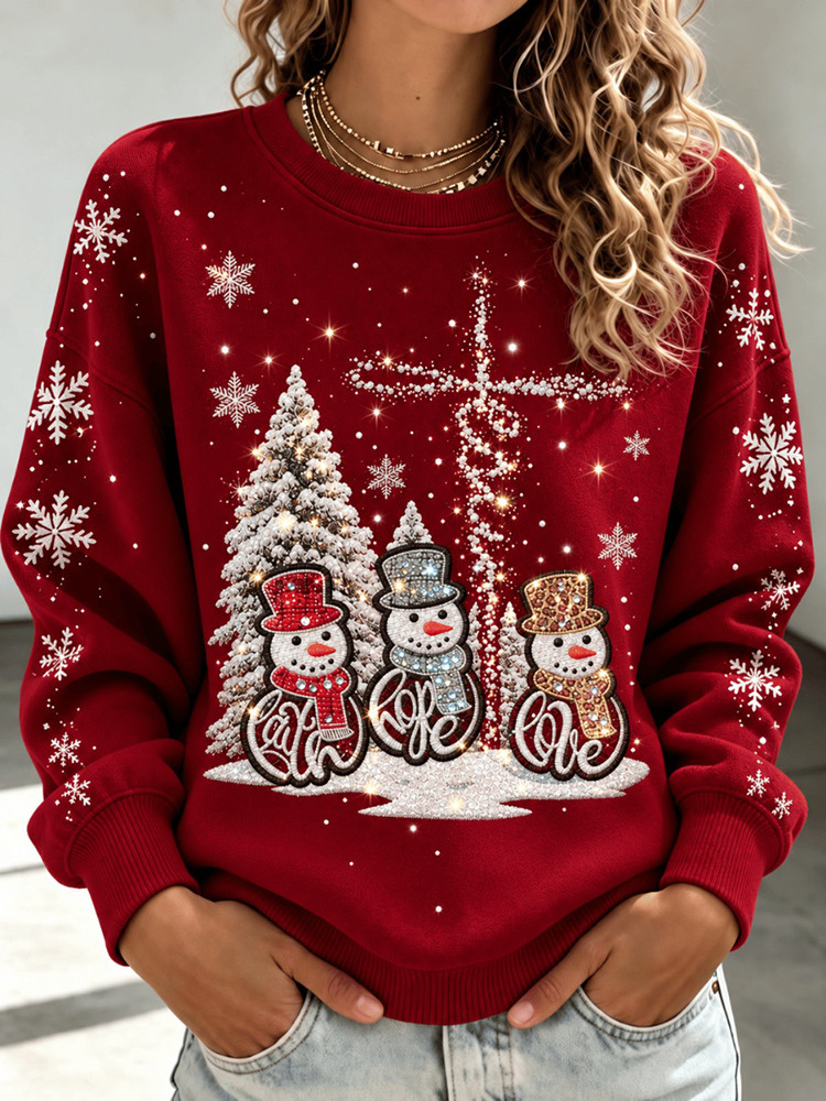 Faith Hope Love Snowmen Sweatshirt Christian Christmas Clothes Faith Gift For Her 1 - Unicasport Faith Hope Love Snowmen Sweatshirt Christian Christmas Clothes Faith Gift For Her