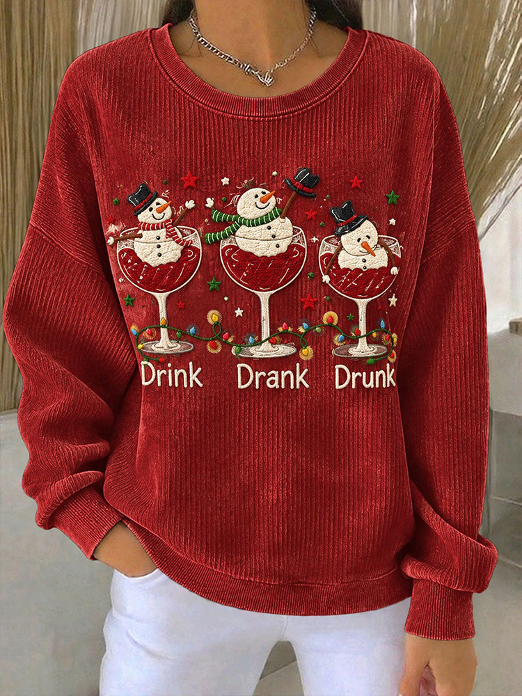 Drink Drank Drunk Snowmen Sweatshirt Funny Wine Christmas Clothes Wine Lover Gift For Her 1 - Unicasport Drink Drank Drunk Snowmen Sweatshirt Funny Wine Christmas Clothes Wine Lover Gift For Her