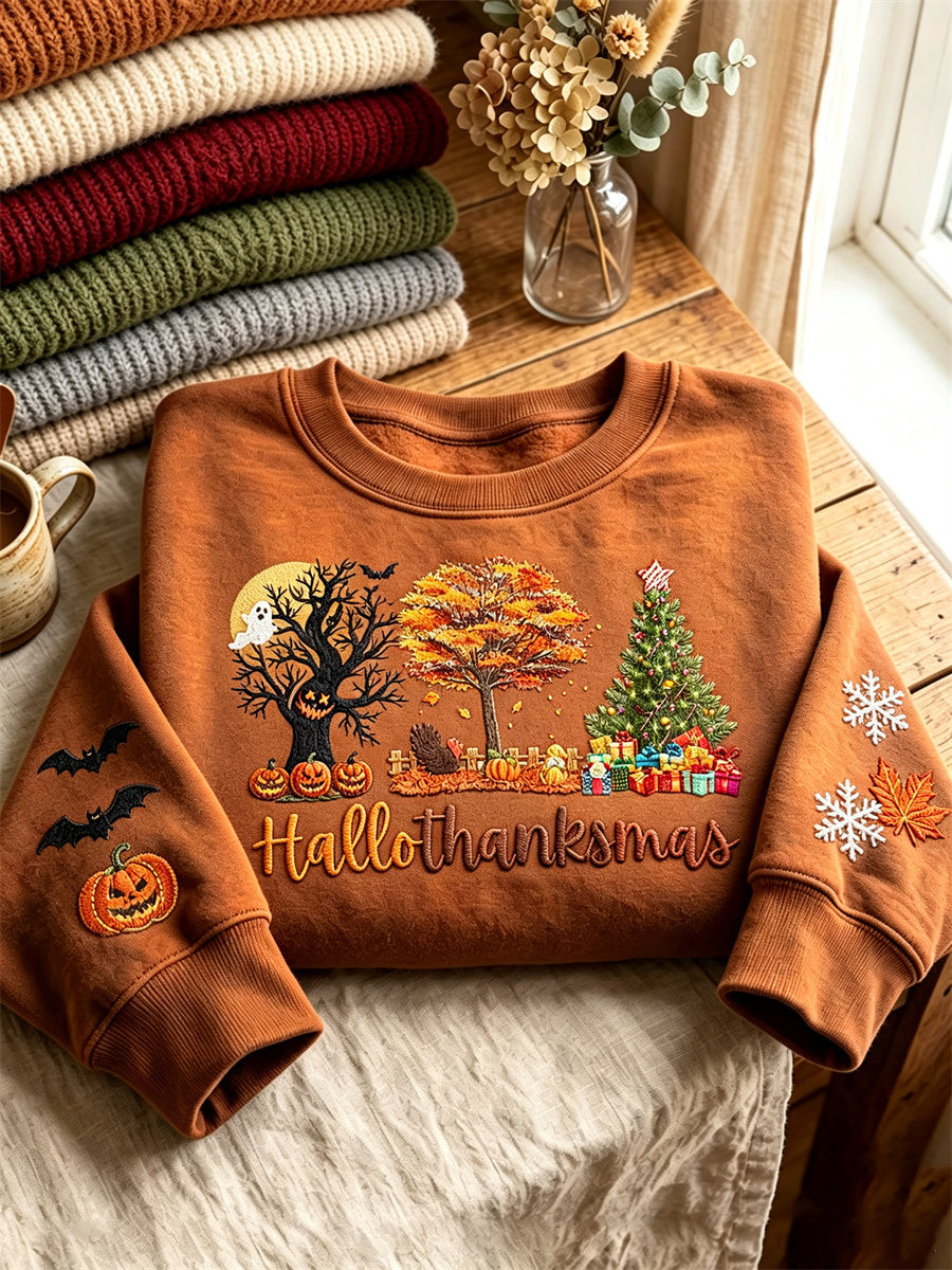 Hallothanksmas Sweatshirt Wonderful Time Of A Year Trees Clothing Gift For Her 1 - Unicasport Hallothanksmas Sweatshirt Wonderful Time Of A Year Trees Clothing Gift For Her