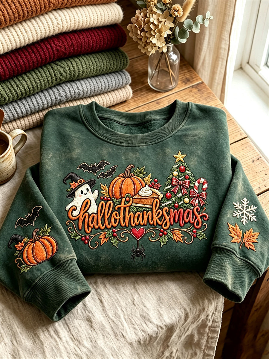 Hallothanksmas Sweatshirt Wonderful Time Of A Year Holiday Season Gift For Horror Fans 1 - Unicasport Hallothanksmas Sweatshirt Wonderful Time Of A Year Holiday Season Gift For Horror Fans