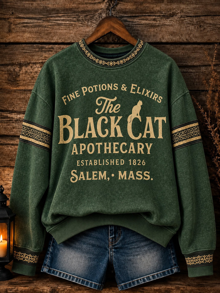 The Black Cat Apothecary Salem Sweatshirt Halloween Horror Nights Apparel Gift For Her 1 - Unicasport The Black Cat Apothecary Salem Sweatshirt Halloween Horror Nights Apparel Gift For Her