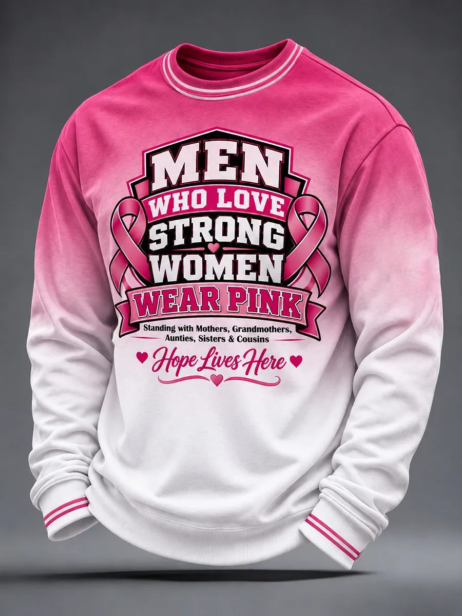 Breast Cancer Awareness Merch Men Who Love Strong Women Sweatshirt Gift For Men 1 - Unicasport Breast Cancer Awareness Merch Men Who Love Strong Women Sweatshirt Gift For Men