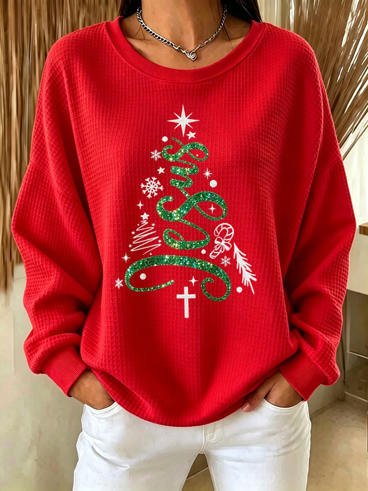 Jesus Christmas Tree Cross Sweatshirt Christian Christmas Apparel Gift For Women 1 - Unicasport Jesus Christmas Tree Cross Sweatshirt Christian Christmas Apparel Gift For Women