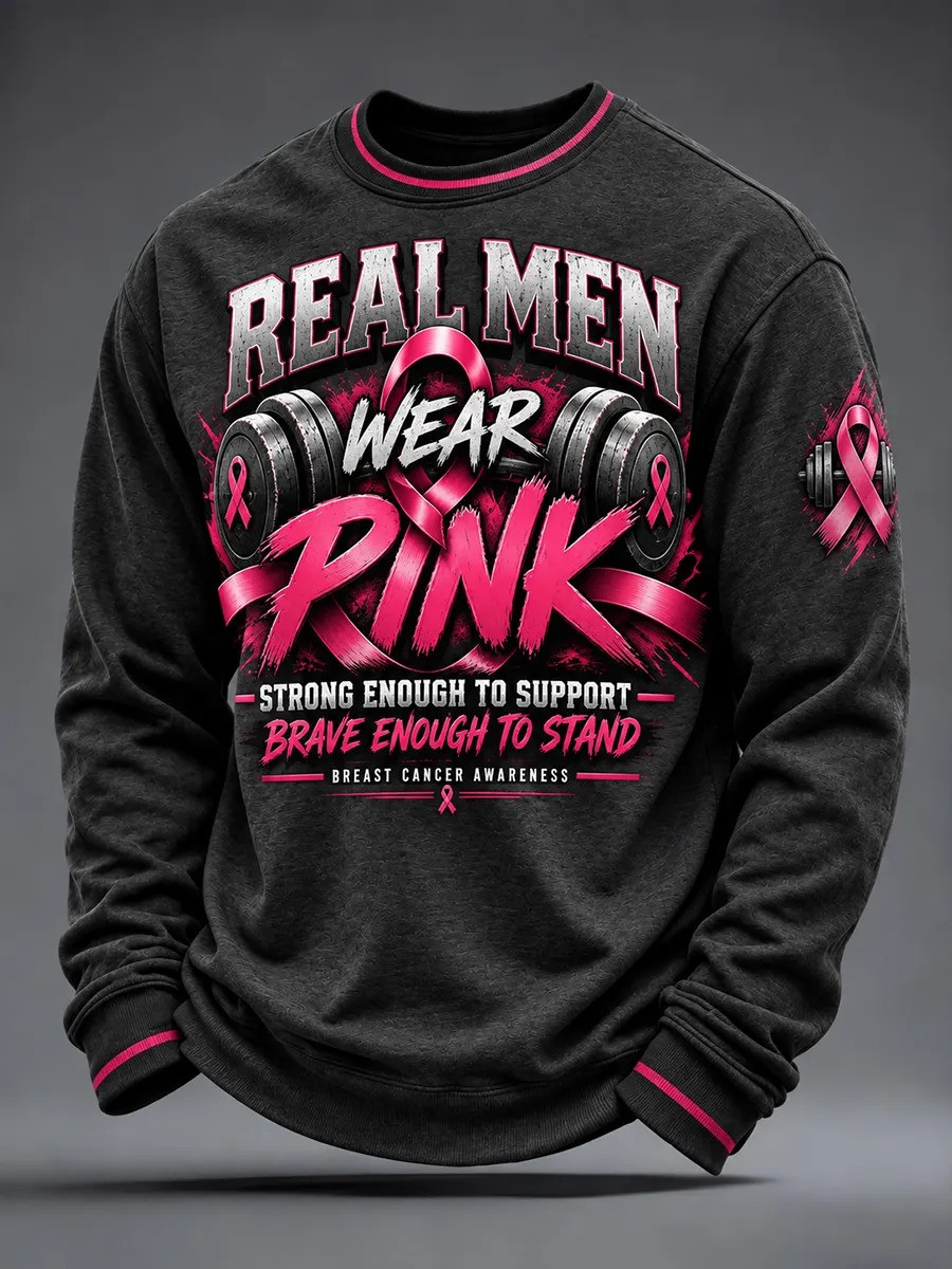 Breast Cancer Awareness Merch Real Men Wear Pink Sweatshirt Breast Cancer Gear Gift 1 - Unicasport Breast Cancer Awareness Merch Real Men Wear Pink Sweatshirt Breast Cancer Gear Gift