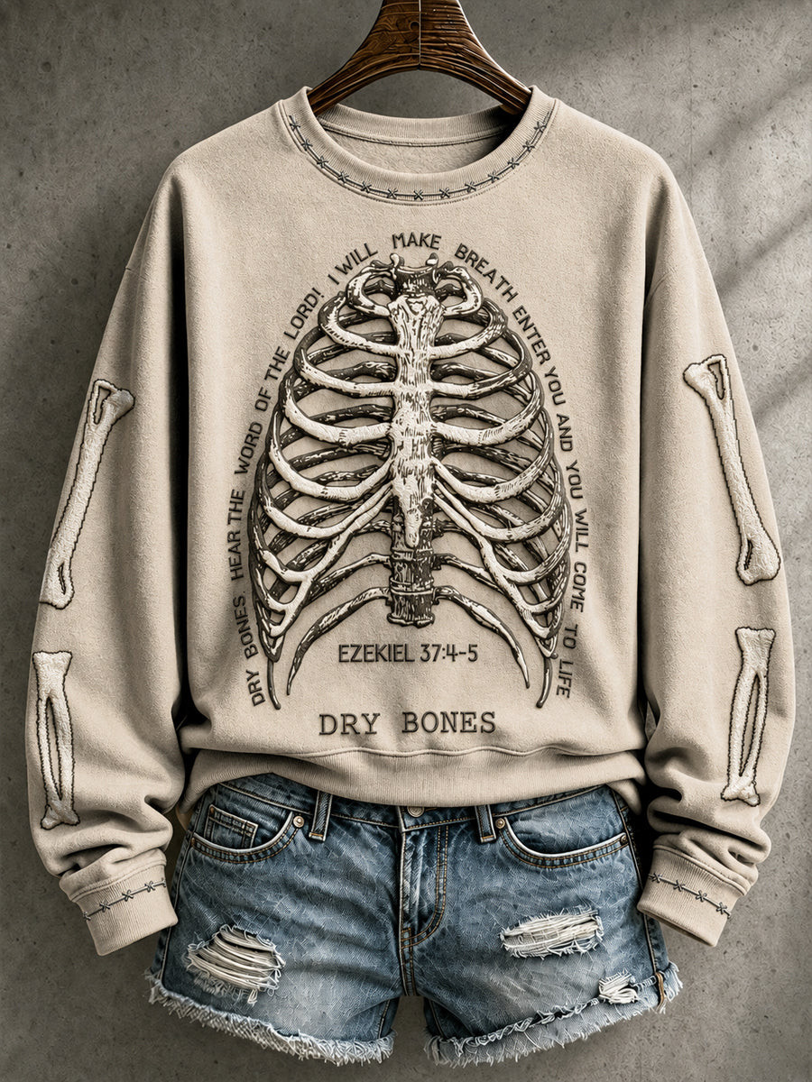 Gothic Skeleton Rib Cage Sweatshirt Spooky Halloween Gift For Her 1 - Unicasport Gothic Skeleton Rib Cage Sweatshirt Spooky Halloween Gift For Her