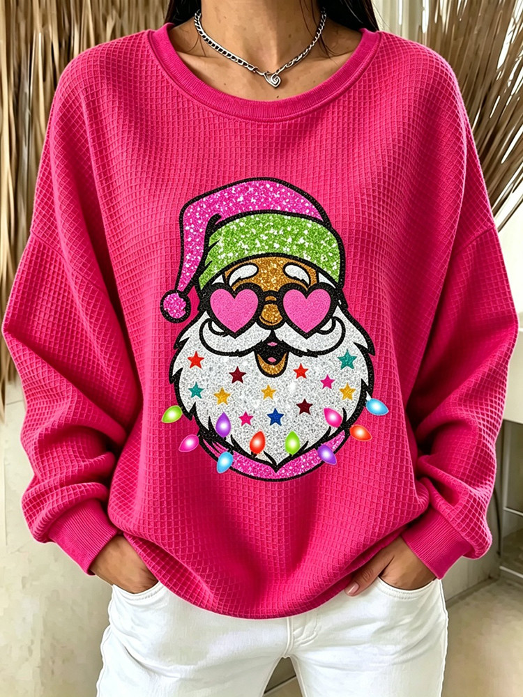Santa Claus Heart Sunglasses Sweatshirt Christmas Lights Clothing Gift For Her 1 - Unicasport Santa Claus Heart Sunglasses Sweatshirt Christmas Lights Clothing Gift For Her