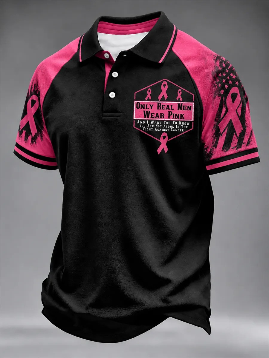Breast Cancer Awareness Merch Only Real Men Wear Pink Polo Shirt Gift For Bestie