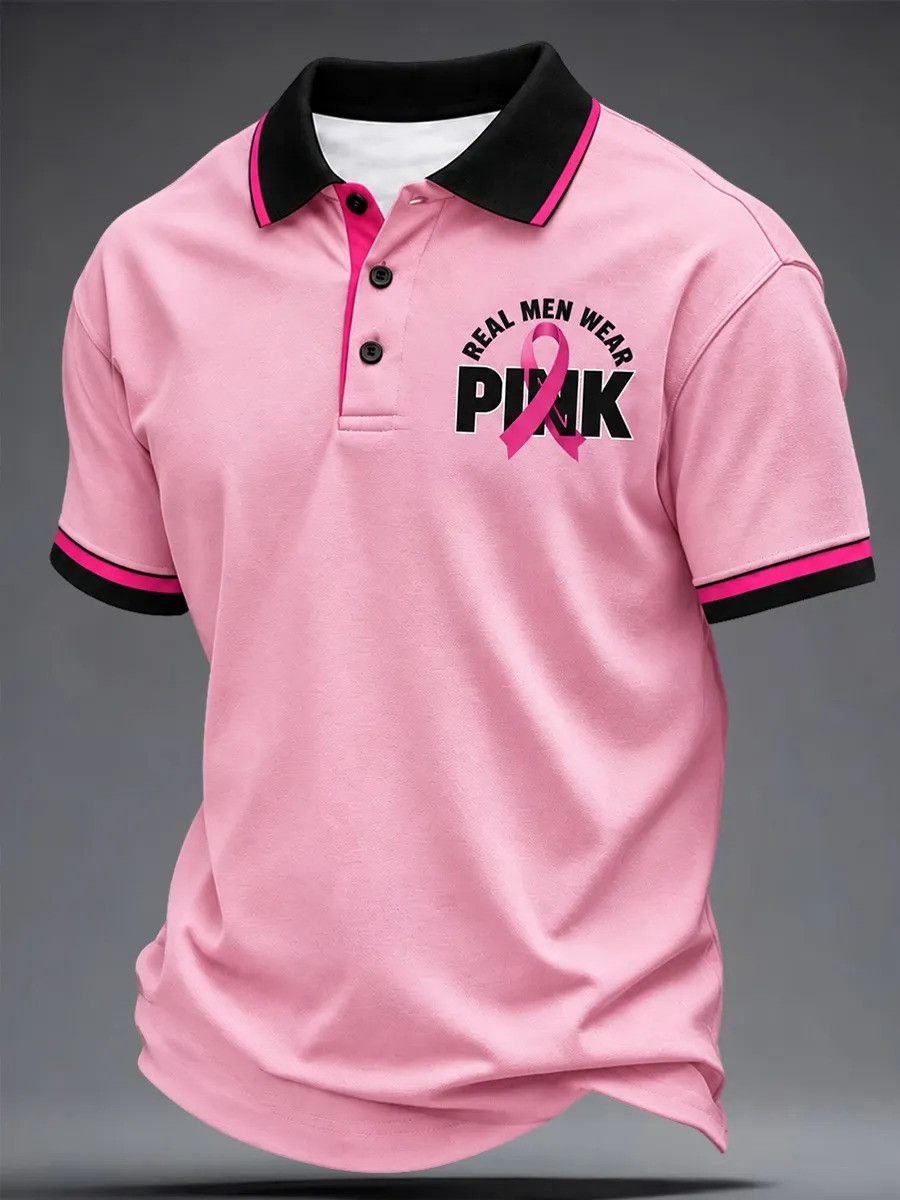 Breast Cancer Awareness Merch Pink Ribbon Polo Shirt Gift Ideas For Father