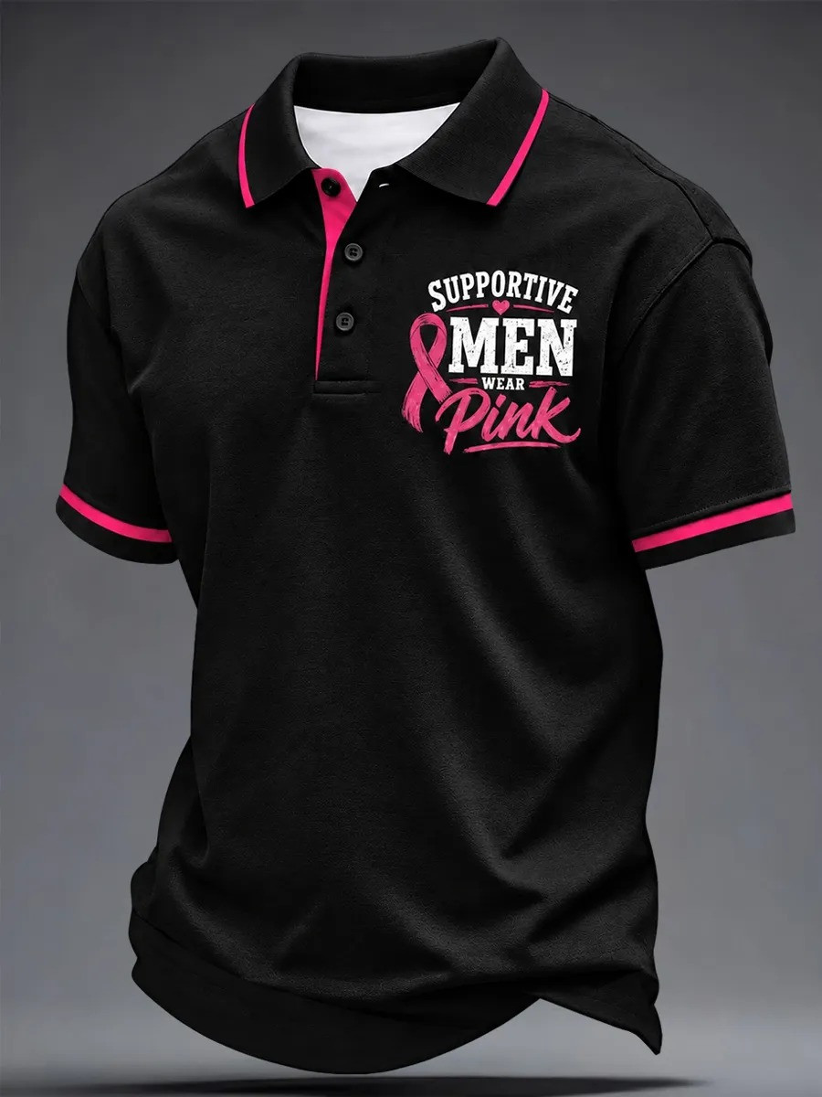 Breast Cancer Awareness Merch Supportive Men Wear Pink Polo Shirt Gift For Men