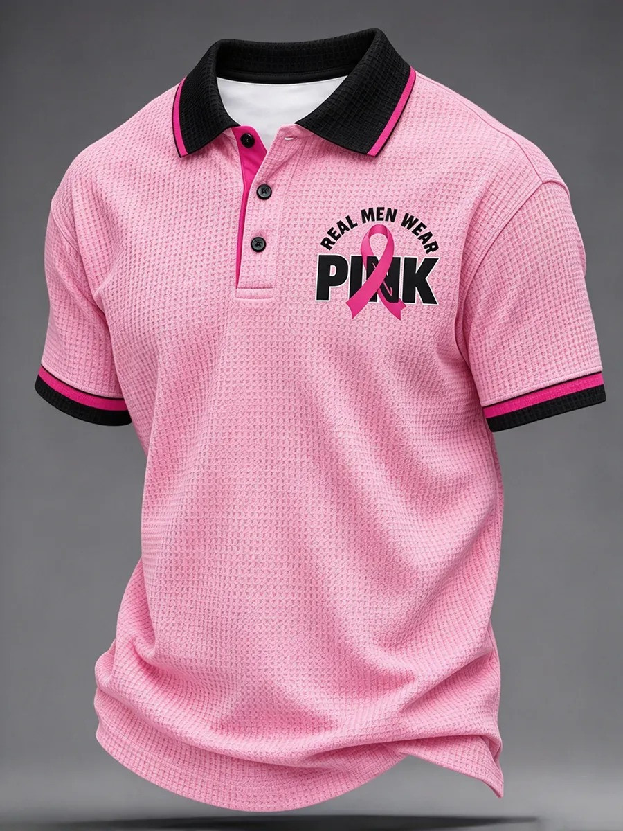 Breast Cancer Awareness Merch Real Men Wear Pink Polo Shirt Gift For Brothers