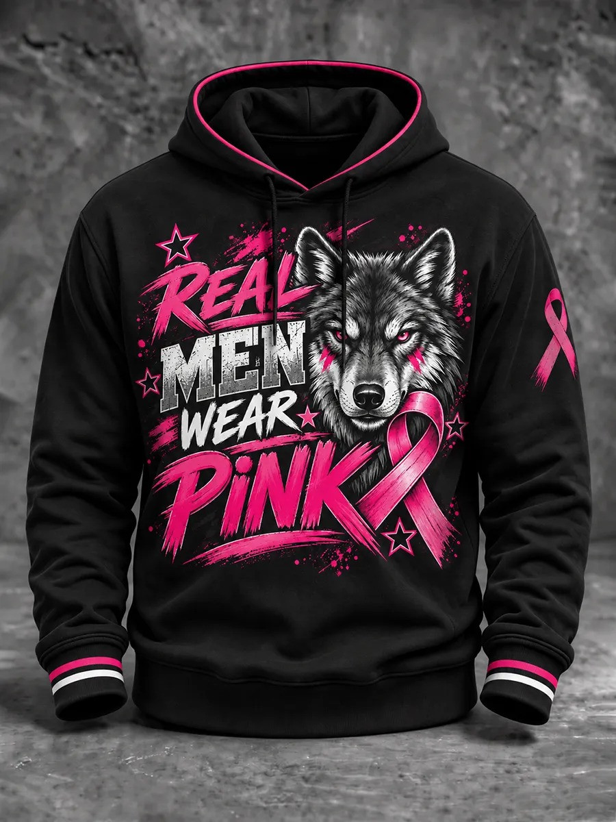 Breast Cancer Awareness Merch Real Men Wear Pink Hoodie Gift For Dad 1 - Unicasport Breast Cancer Awareness Merch Real Men Wear Pink Hoodie Gift For Dad