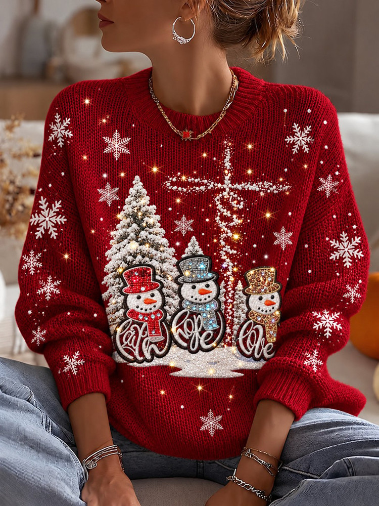 Faith Hope Love Snowmen Cross Sweater Christian Christmas Clothes Gift For Mom 1 - Unicasport Faith Hope Love Snowmen Cross Sweater Christian Christmas Clothes Gift For Mom