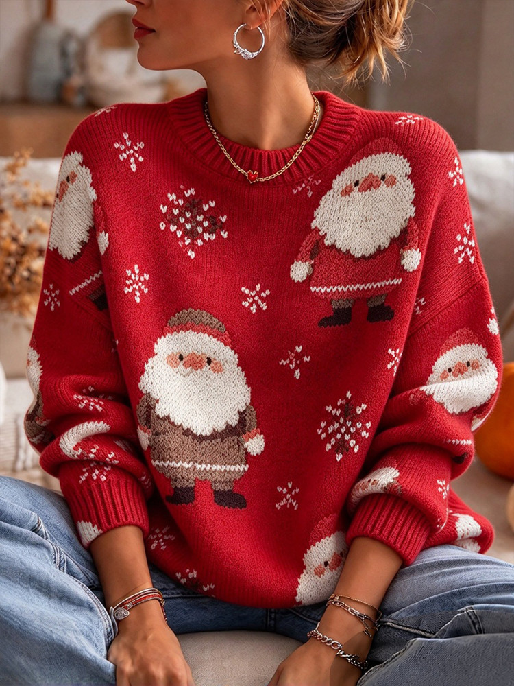 Santa Claus Sweater Classic Santa Claus Christmas Apparel Holiday Gift For Women