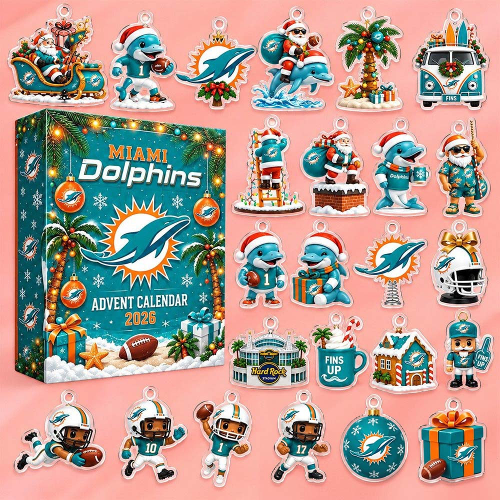 Miami Dolphins Christmas Advent Calendar 24 Acrylic Ornament Christmas Countdown Gift